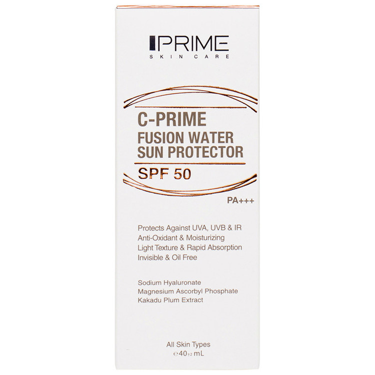 پرایم فلوئید ضدآفتاب SPF50حاوی ویتامین سی فیوژن واتر مناسب صورت و دورچشم انواع پوست 40ML