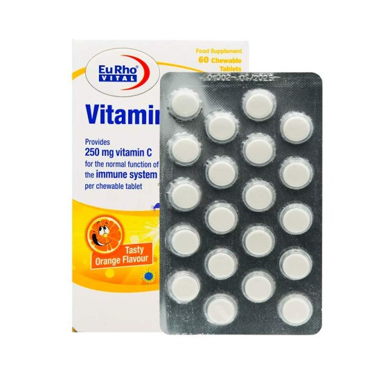 قرص جویدنی ویتامین سی ۲۵۰ میلی گرم یوروویتال