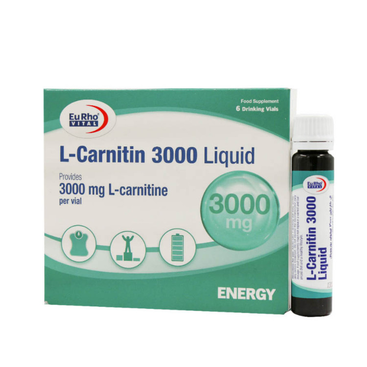 ویال خوراکی ال کارنیتین 3000 میلی گرم یوروویتال 6 عدد