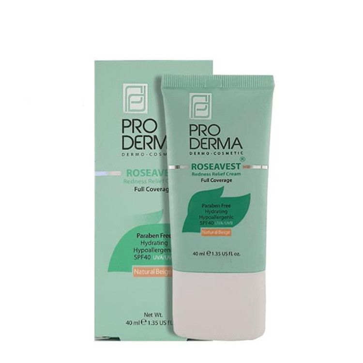 کرم پوشاننده و مرطوب کننده رنگی صورت پرودرما مناسب پوست معمولی و حساس 40 میلی لیتر | بژ طبیعی