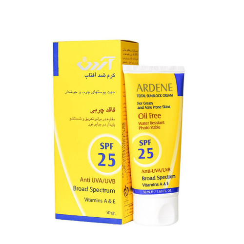 کرم ضد آفتاب SPF25 پوست چرب آردن 50 گرم