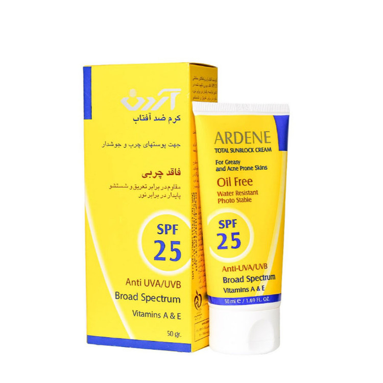 کرم ضد آفتاب SPF25 پوست چرب آردن 50 گرم