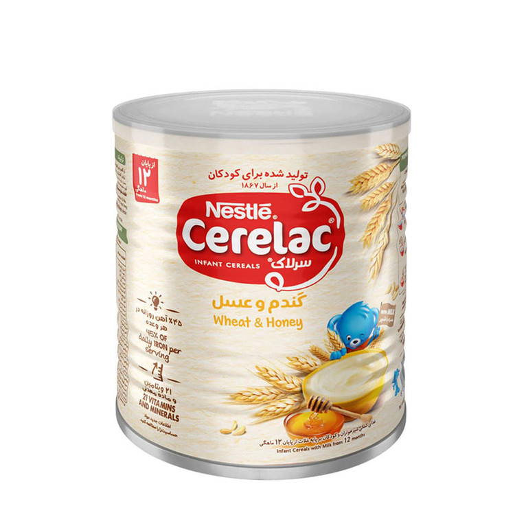 سرلاک گندم و عسل به همراه شیر نستله مناسب کودکان از پایان ۱۲ ماهگی ۴۰۰ گرم
