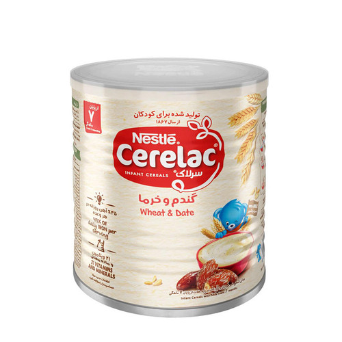 سرلاک گندم و خرما به همراه شیر نستله مناسب کودکان از پایان 7 ماهگی ۴۰۰ گرم