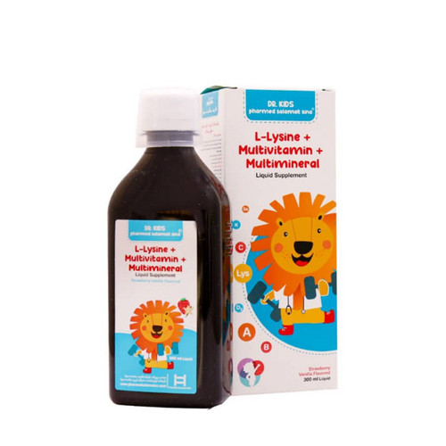 شربت ال لیزین و مولتی ویتامین و مینرال دکتر کیدز 300 میلی لیتر