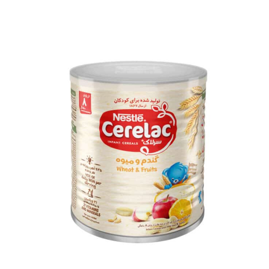 سرلاک گندم و میوه به همراه شیر نستله مناسب کودکان از پایان 8 ماهگی ۴۰۰ گرم