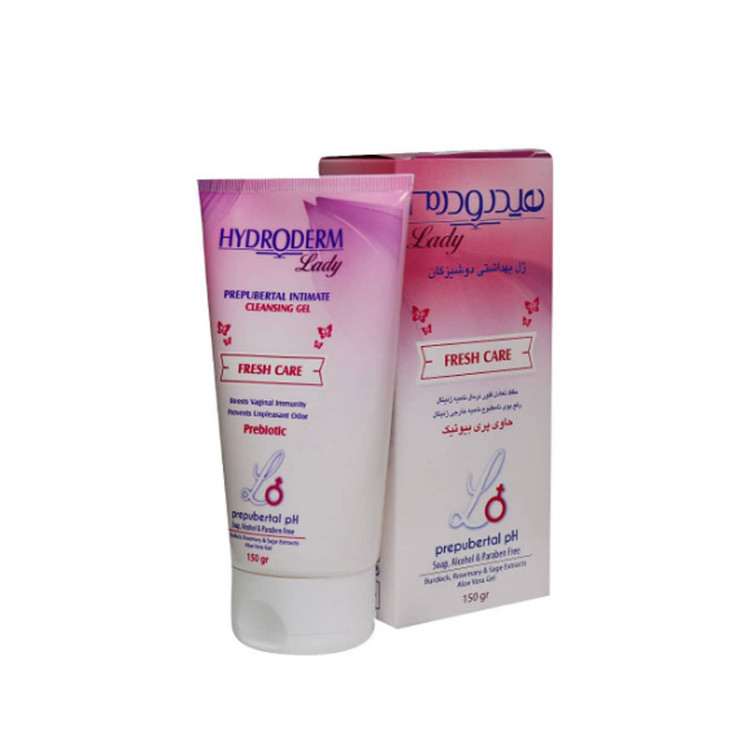 ژل بهداشتی دوشیزگان هیدرودرم حاوی پری بیوتیک 150 گرم