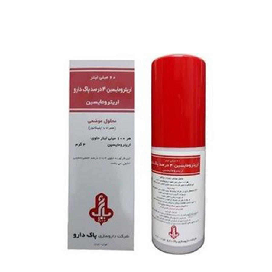 محلول اریترومایسین ۴ درصد پاک دارو ۶۰ میلی لیتر