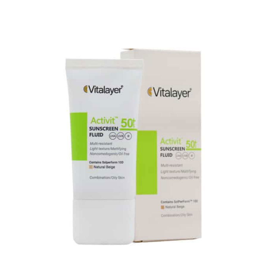 فلوئید ضد آفتاب SPF50 پوست چرب اکتی ویت ویتالیر 50 میلی لیتر