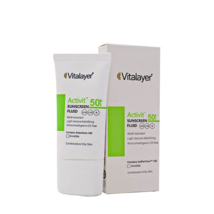 فلوئید ضد آفتاب SPF50 پوست چرب اکتی ویت ویتالیر 50 میلی لیتر