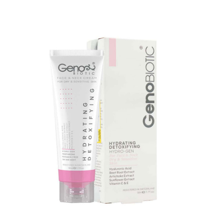 کرم رطوبت رسان صورت و گردن ژنوبایوتیک مناسب پوست خشک و حساس 50 میلی لیتر