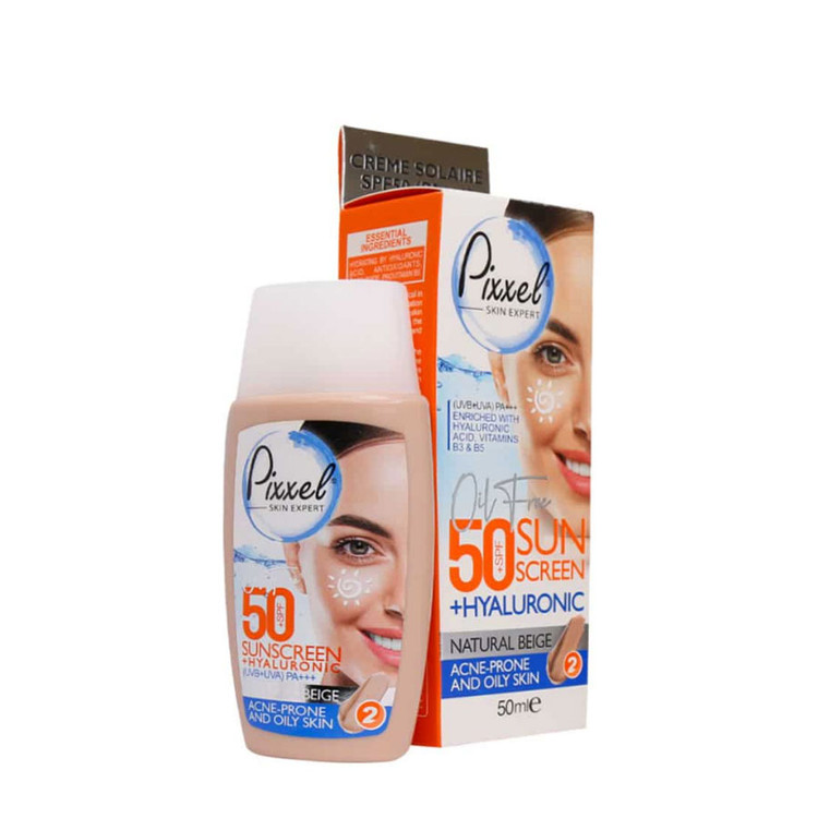 کرم ضد آفتاب SPF50 پیکسل مناسب پوست چرب و جوش دار 50 میلی لیتر | بژ طبیعی