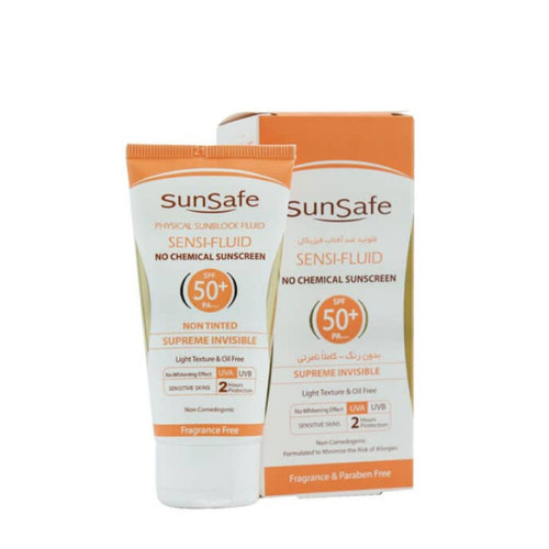 فلوئید ضد آفتاب SPF50+ فیزیکال سان سیف مناسب پوست های حساس 50 میلی لیتر