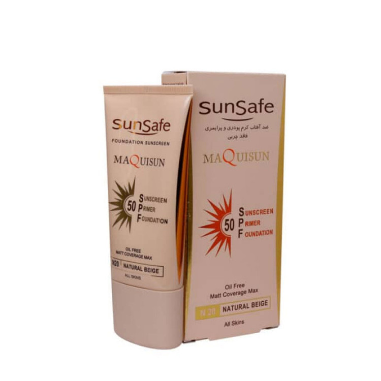 کرم ضد آفتاب کرم پودری و پرایمری SPF50 سان سیف 40 میلی لیتر | بژ طبیعی