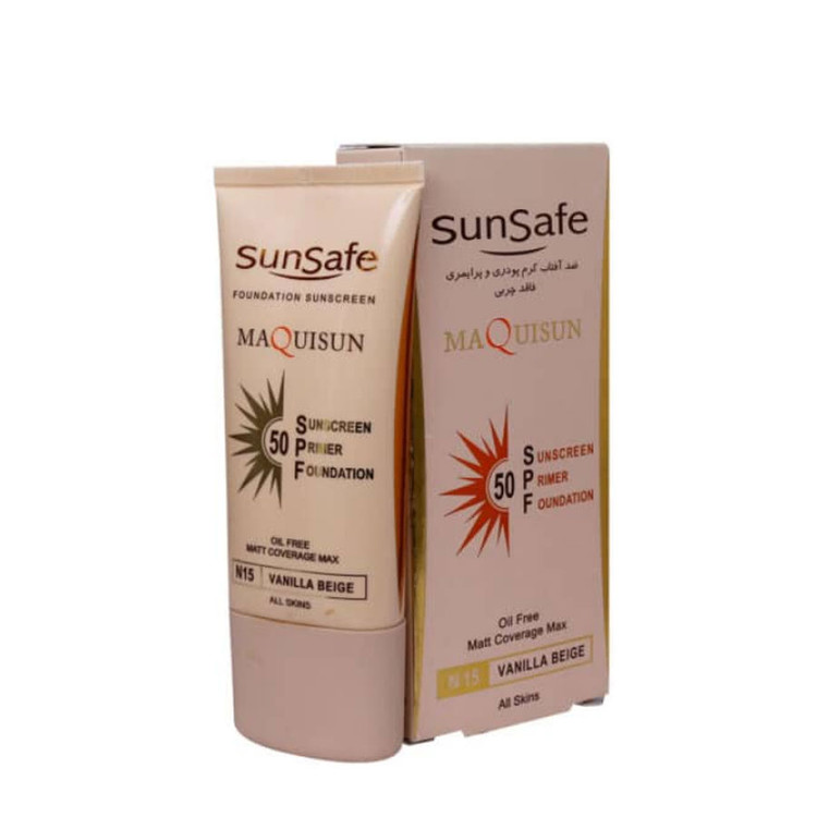 کرم ضد آفتاب کرم پودری و پرایمری SPF50 سان سیف 40 میلی لیتر | بژ وانیلی