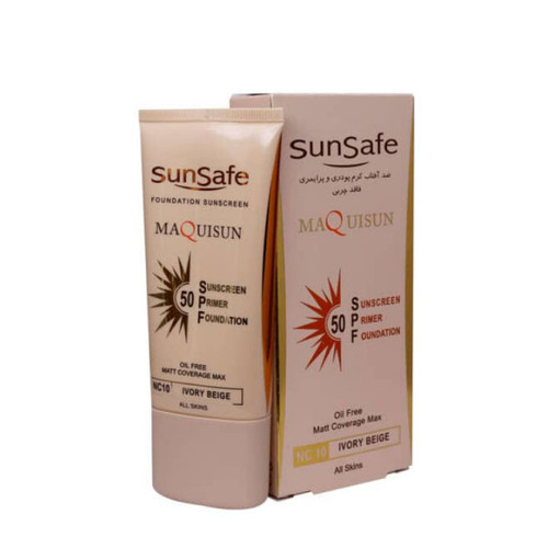 کرم ضد آفتاب کرم پودری و پرایمری SPF50 سان سیف 40 میلی لیتر | بژ عاجی