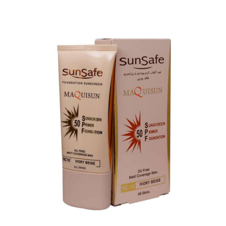کرم ضد آفتاب کرم پودری و پرایمری SPF50 سان سیف 40 میلی لیتر | بژ عاجی