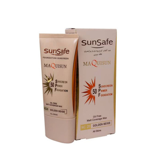 کرم ضد آفتاب کرم پودری و پرایمری SPF50 سان سیف 40 میلی لیتر | بژ رزگلد