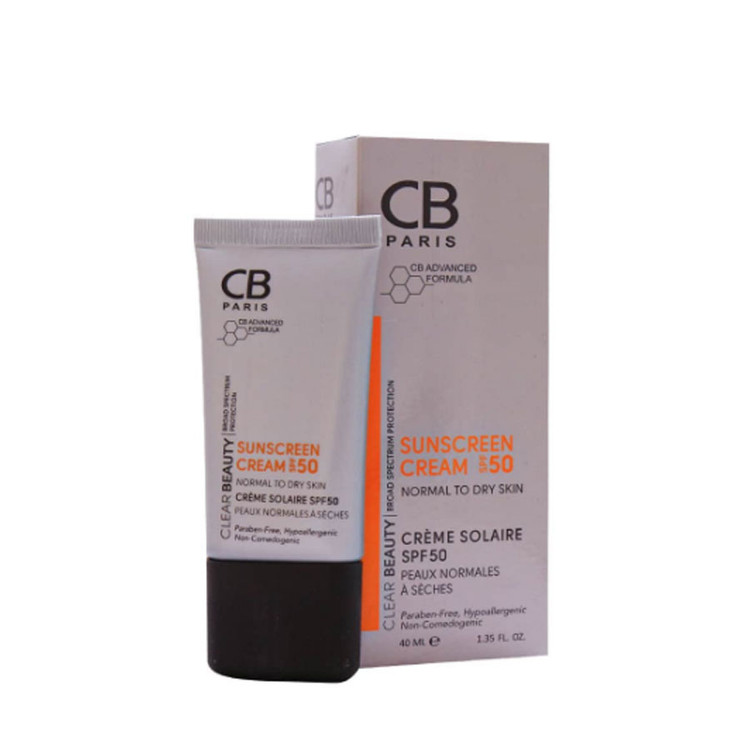 کرم ضد آفتاب SPF50 پوست نرمال تا خشک سی بی پاریس 40 میلی لیتر
