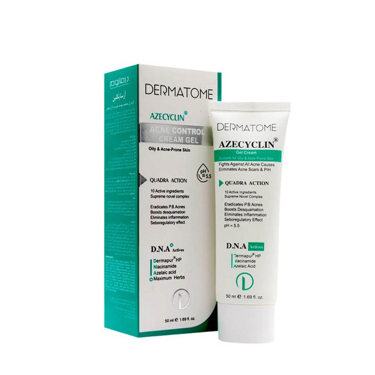 کرم ژل ضد جوش درماتوم آزسایکلین مناسب پوست چرب و دارای جوش 50 میلی لیتر