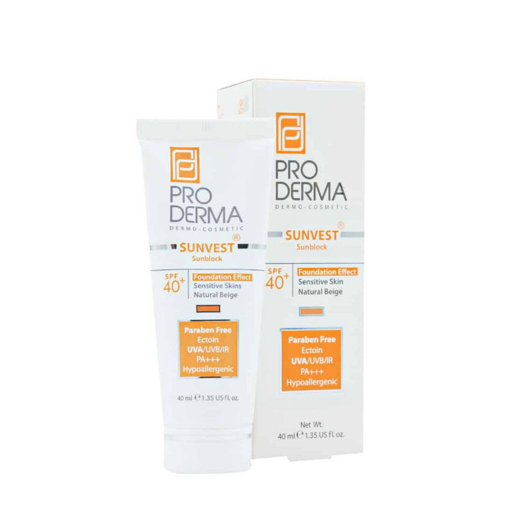 کرم ضد آفتاب مینرال رنگی پرودرما ⁺SPF40 مناسب پوست های حساس ۴۰ میلی لیتر | بژ طبیعی