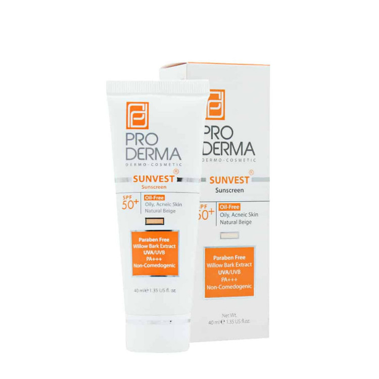 کرم ضد آفتاب فاقد چربی SPF50 پرودرما برای پوست های چرب و جوش دار ۴۰ میلی لیتر