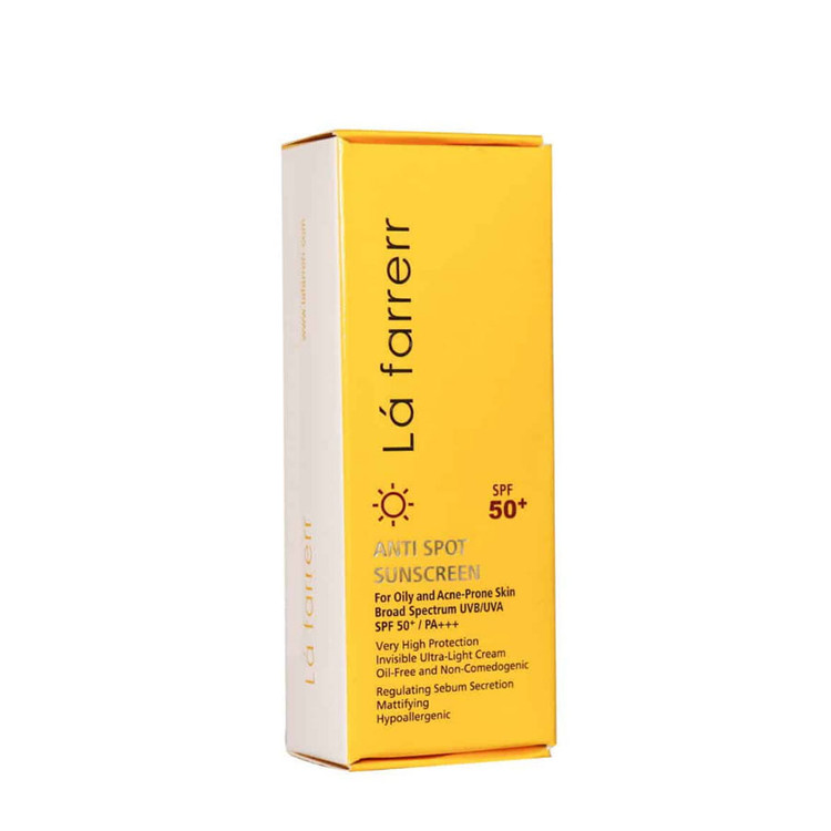 کرم ضد آفتاب SPF50 پوست چرب لافارر ضد لک و بی رنگ 40 میلی لیتر